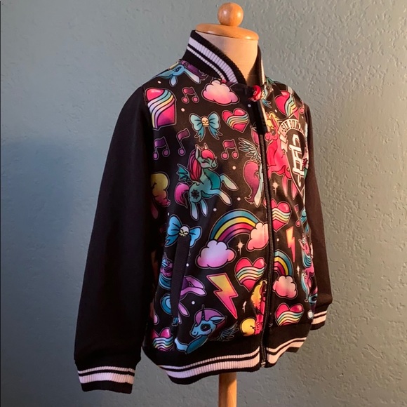 Kids bomber jacket Unicorn black size 2 year. - Picture 3 of 4